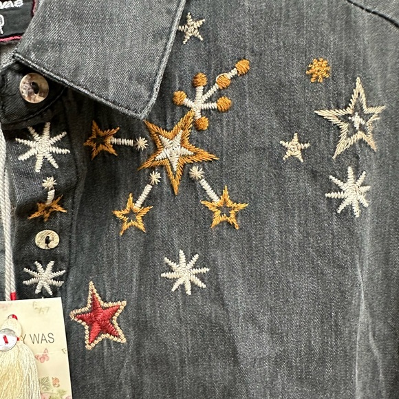 NWT Johnny Was Astraea Denim Shirt Eye Moon - Picture 7 of 8